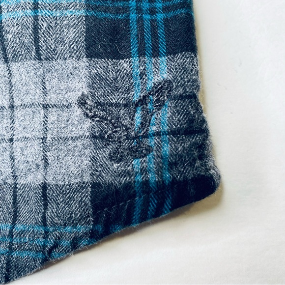 American Eagle Outfitters vintage Men’s plaid flannel CPO button shirt gray L - Picture 4 of 9